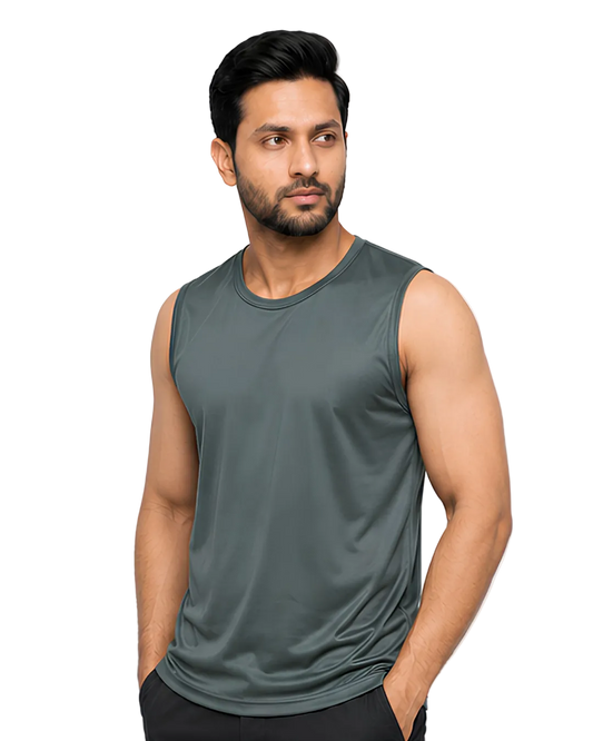 Men's Grey Sleeveless Gym Tank Top