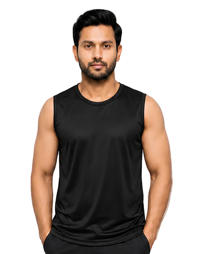 Men's Black Sleeveless Gym Tank Top