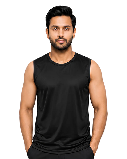 Men's Black Sleeveless Gym Tank Top