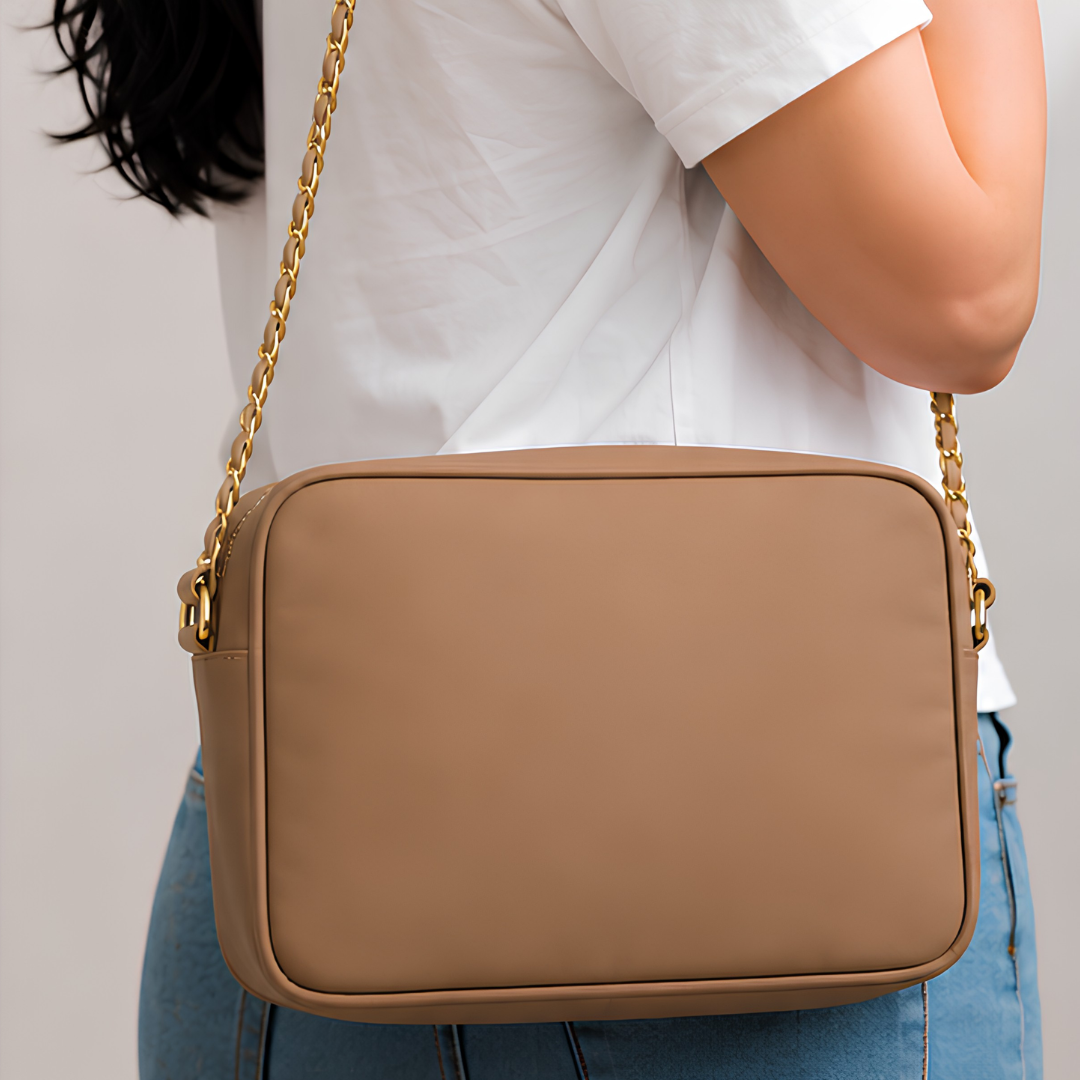 Vintage Floral Canvas Crossbody Bag for Women - Brown