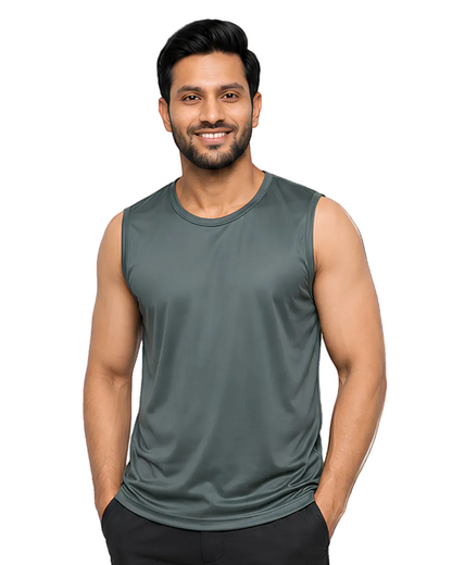 Men's Grey Sleeveless Gym Tank Top