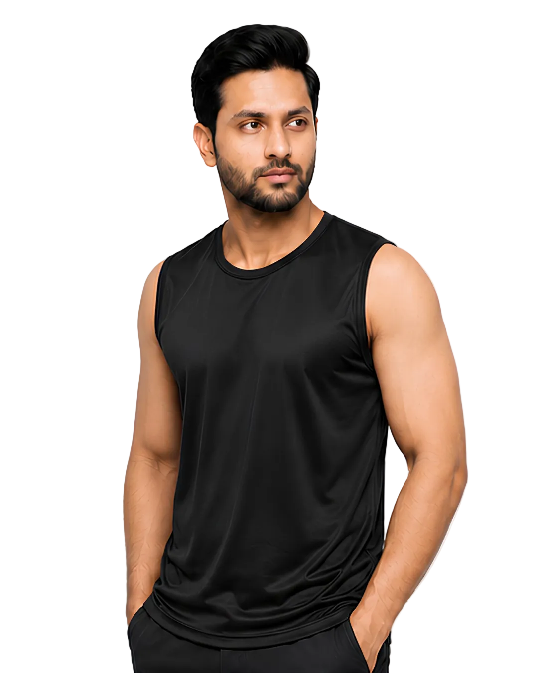 Men's Black Sleeveless Gym Tank Top