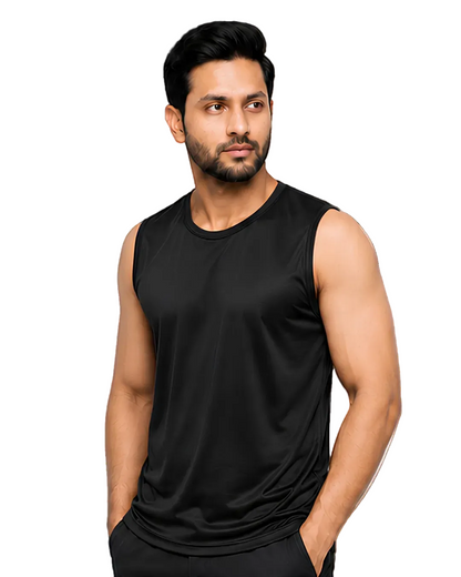 Men's Black Sleeveless Gym Tank Top