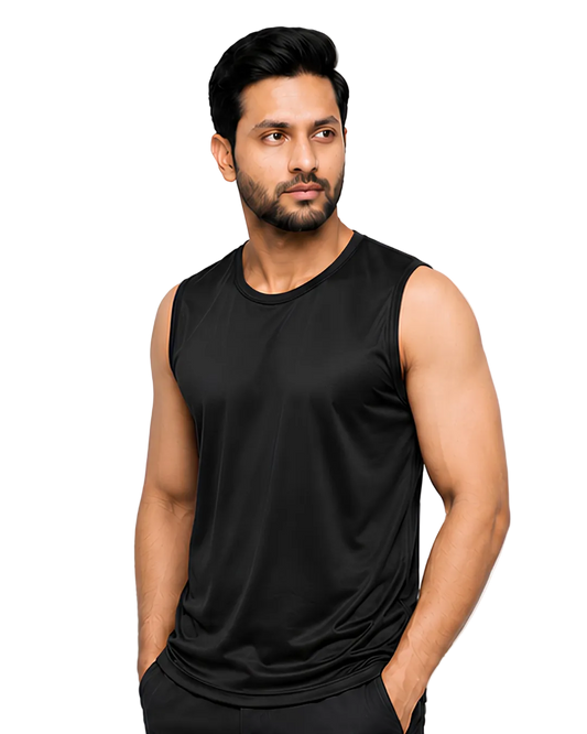 Men's Black Sleeveless Gym Tank Top