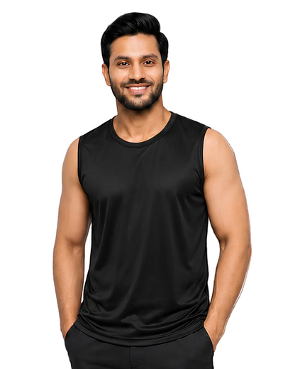 Men's Black Sleeveless Gym Tank Top
