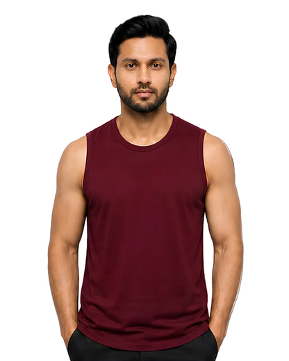 Men's Maroon Sleeveless Gym Tank Top