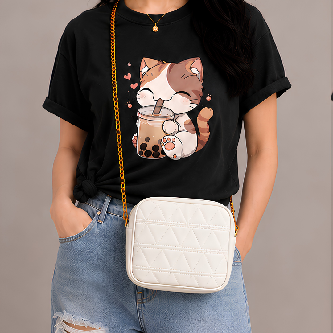 Quilted PU Leather Crossbody Bag - White
