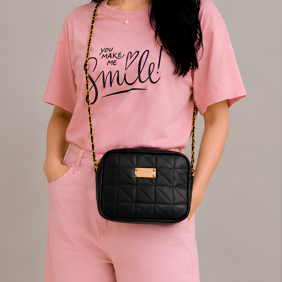 Chic Buckle Quilted PU Leather Crossbody Bag
