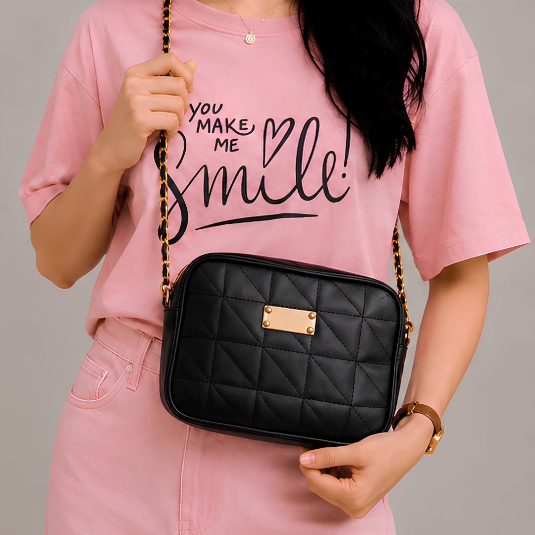 Chic Buckle Quilted PU Leather Crossbody Bag