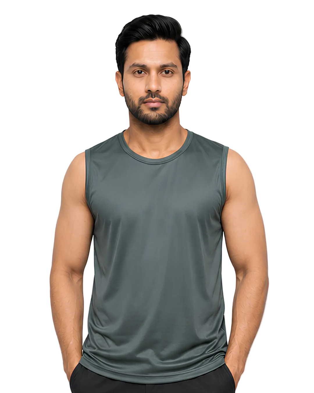 Men's Grey Sleeveless Gym Tank Top