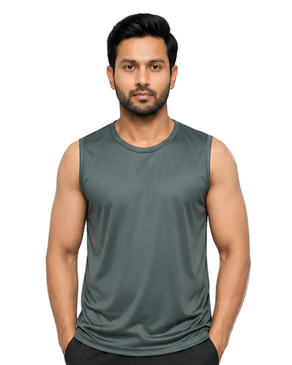 Men's Grey Sleeveless Gym Tank Top