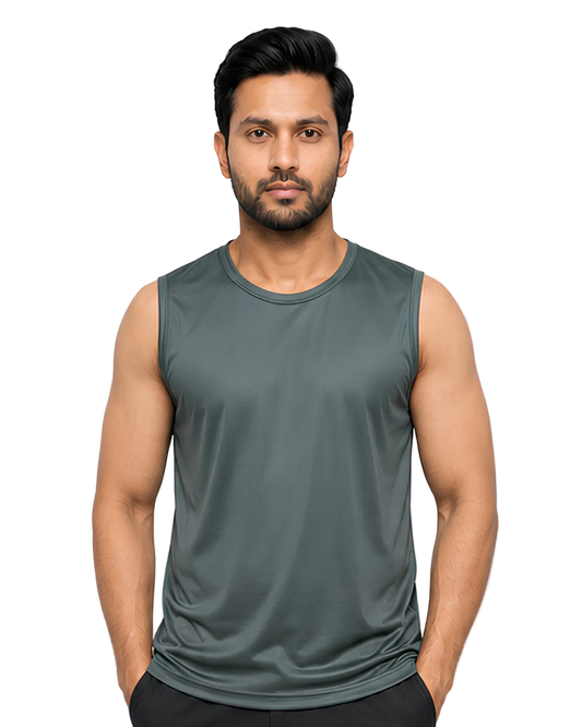 Men's Grey Sleeveless Gym Tank Top