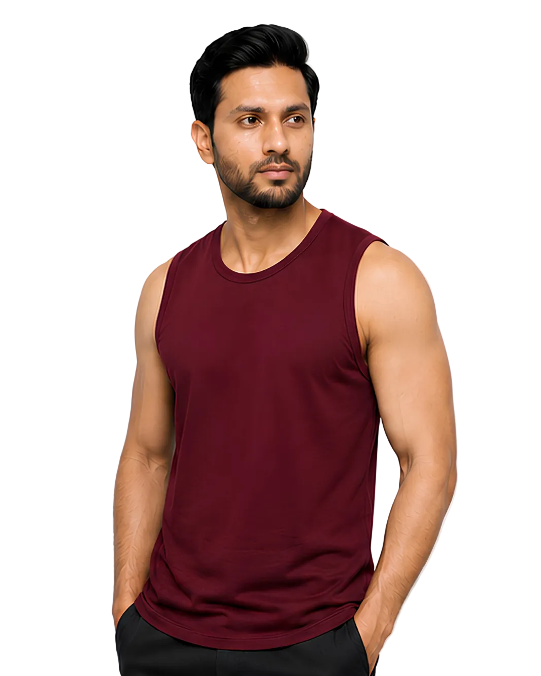 Men's Maroon Sleeveless Gym Tank Top