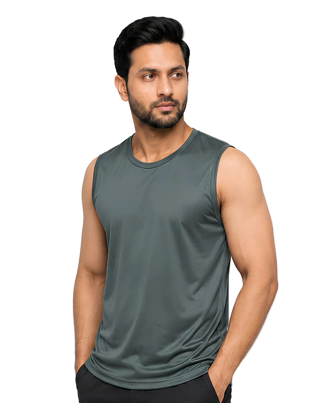Men's Grey Sleeveless Gym Tank Top