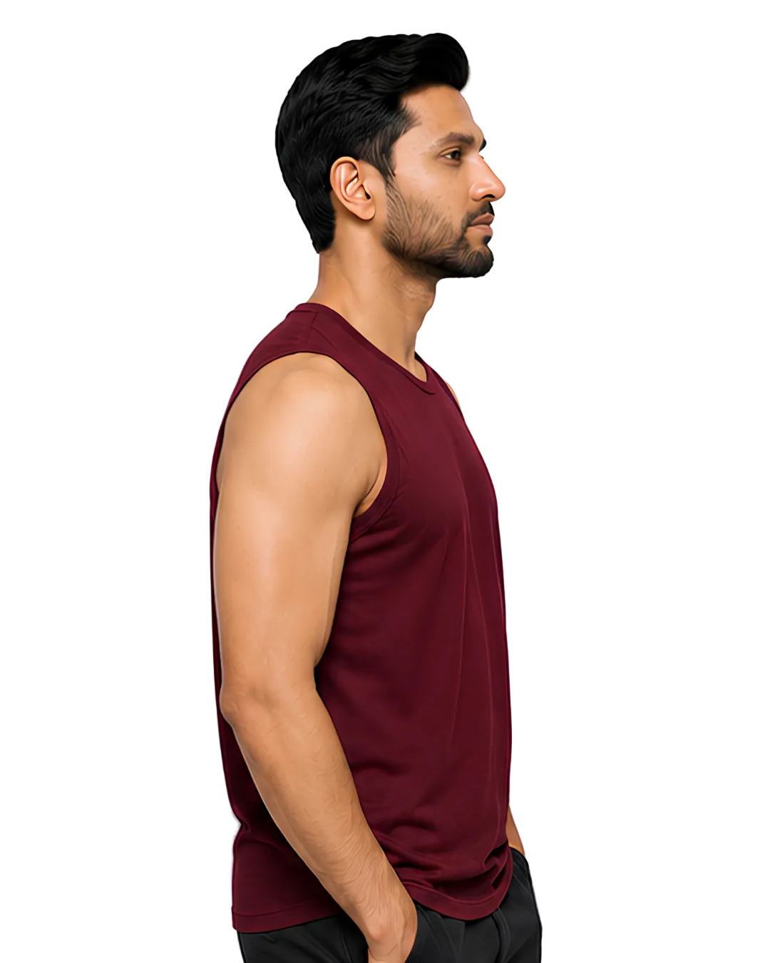 Men's Maroon Sleeveless Gym Tank Top