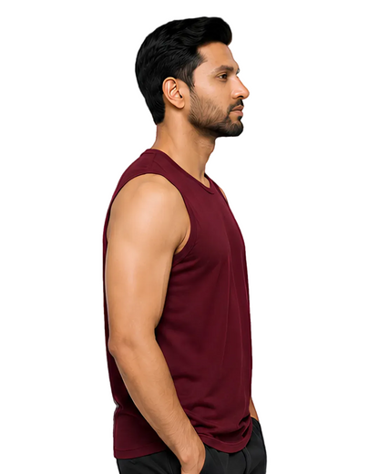 Men's Maroon Sleeveless Gym Tank Top