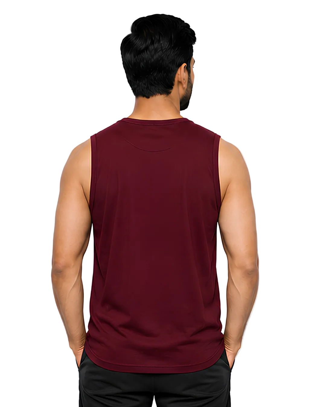 Men's Maroon Sleeveless Gym Tank Top