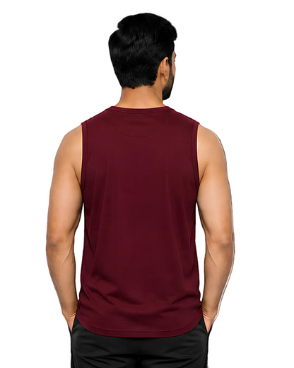 Men's Maroon Sleeveless Gym Tank Top