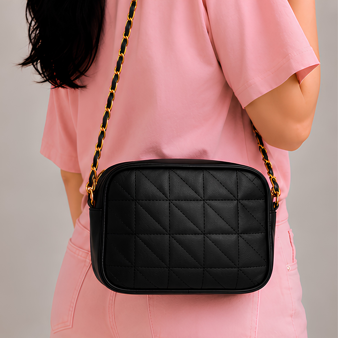 Chic Buckle Quilted PU Leather Crossbody Bag